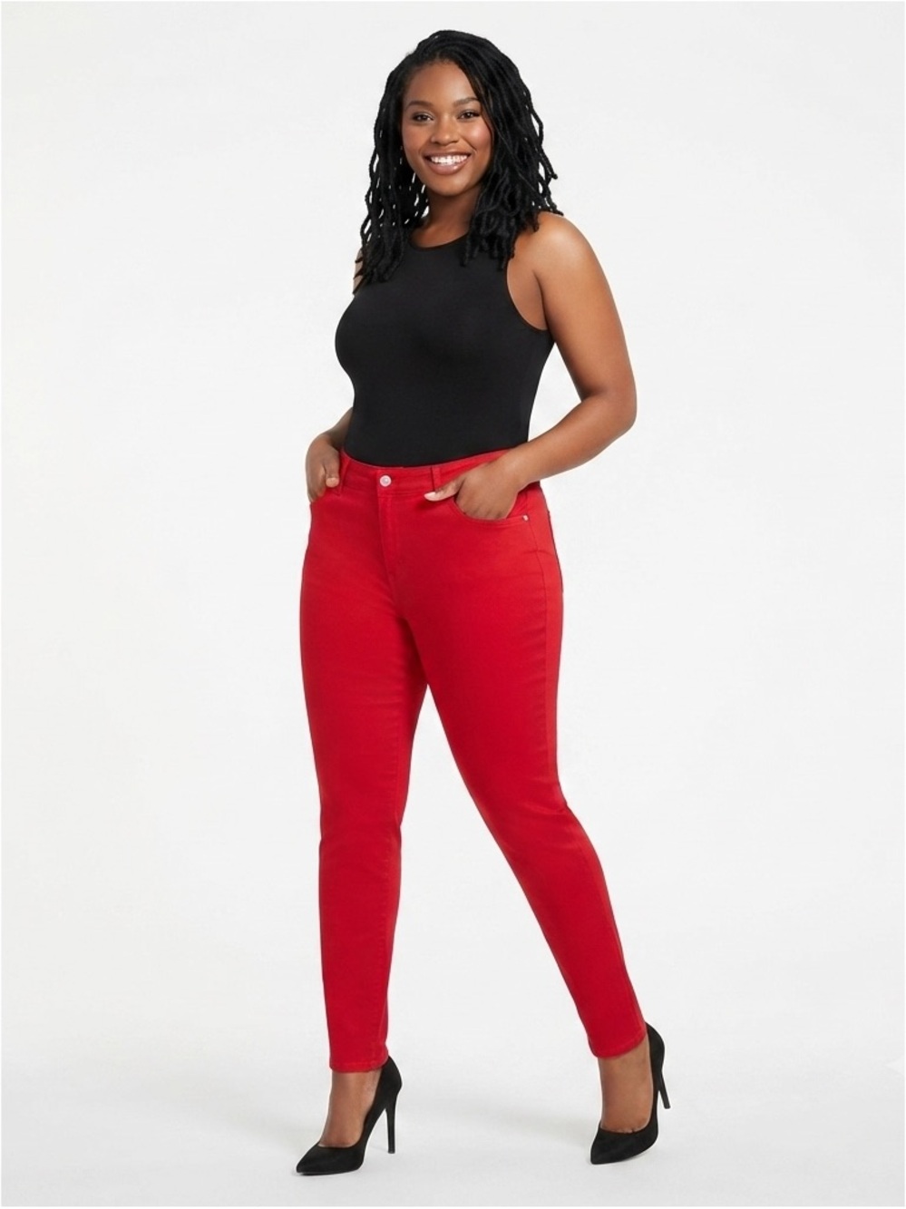 Ashley Stewart Red Skinny Jeans Size 18